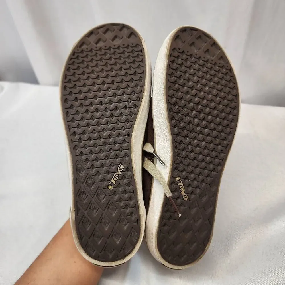 Teva Brown Suede Low-Top Sneakers with Cream Laces